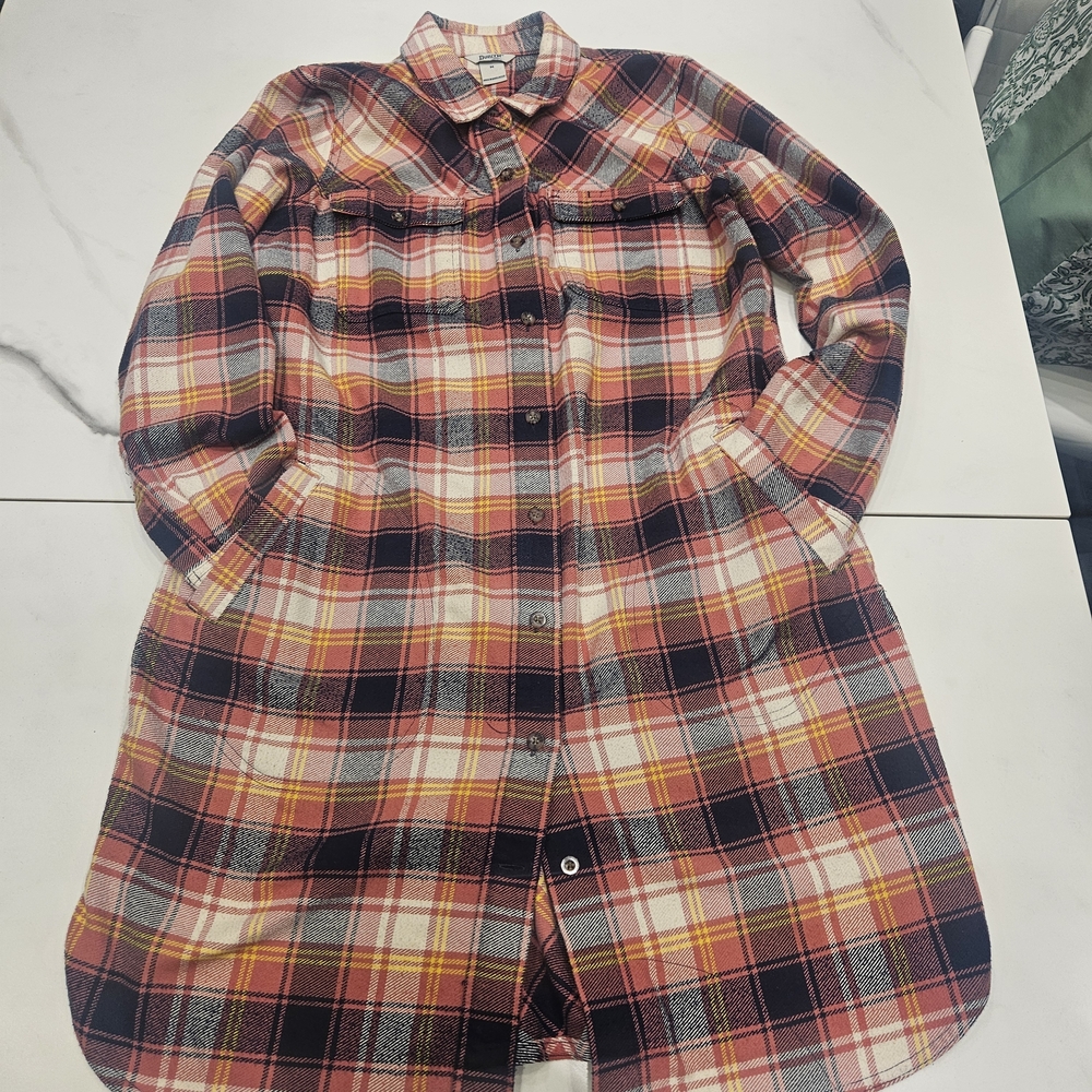 Duluth Trading Co Plaid Shirt Dress - Red, Black, White